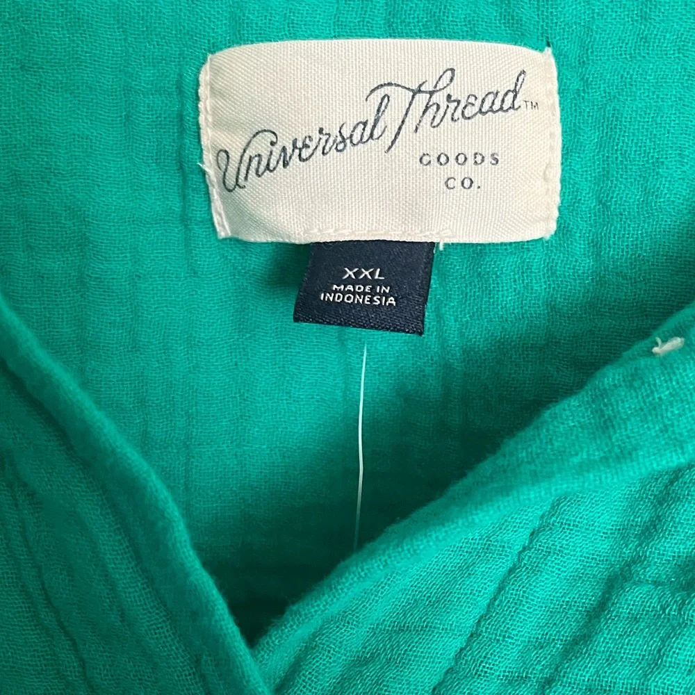 NWT Universal Thread Green Tie Front Button Shirt, Size XXL - Picture 5 of 10